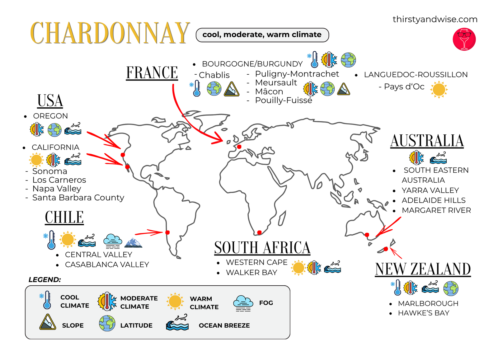 Chardonnay Climate and Appellation Card