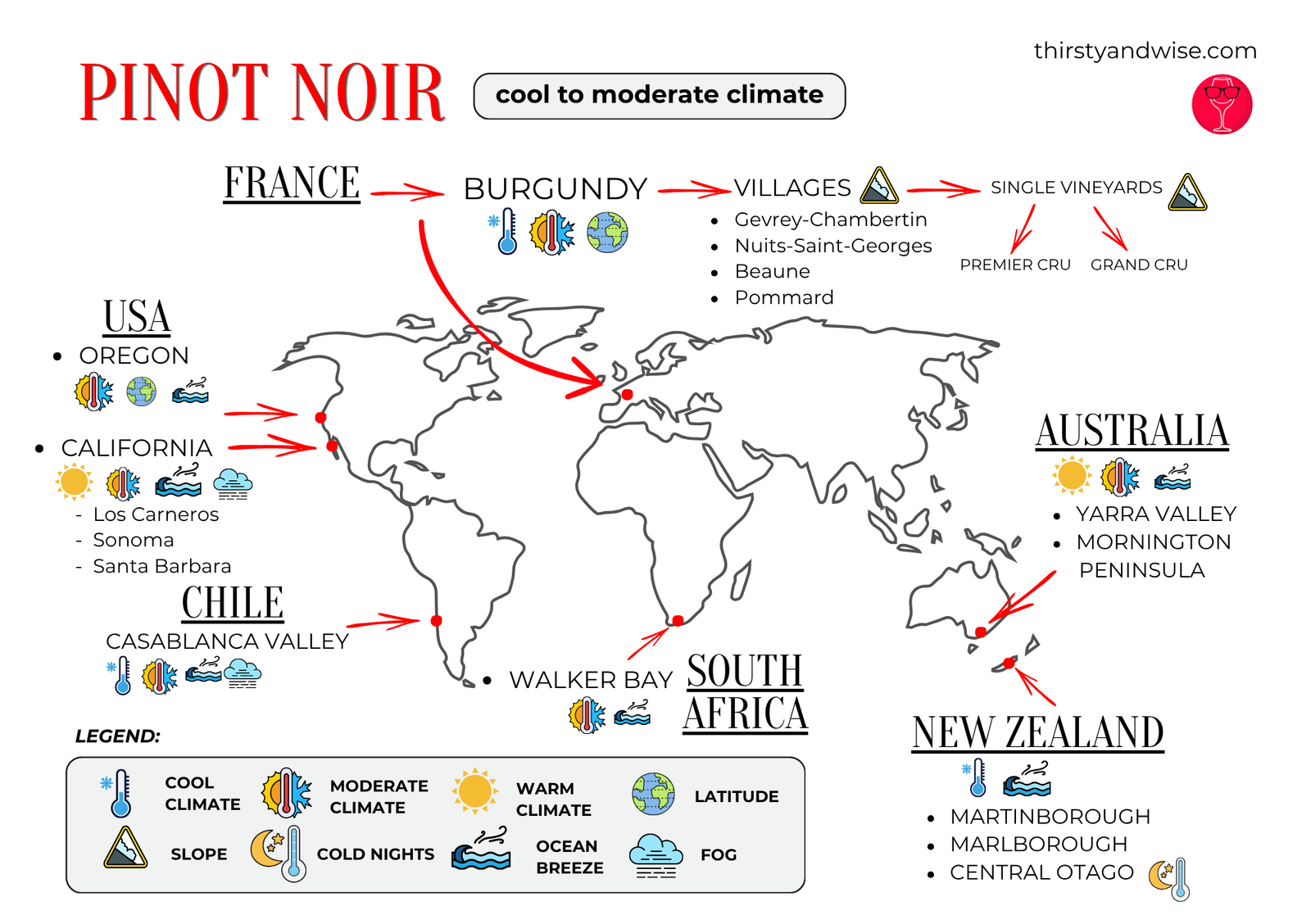 Pinot Noir Climate and Appellation Card